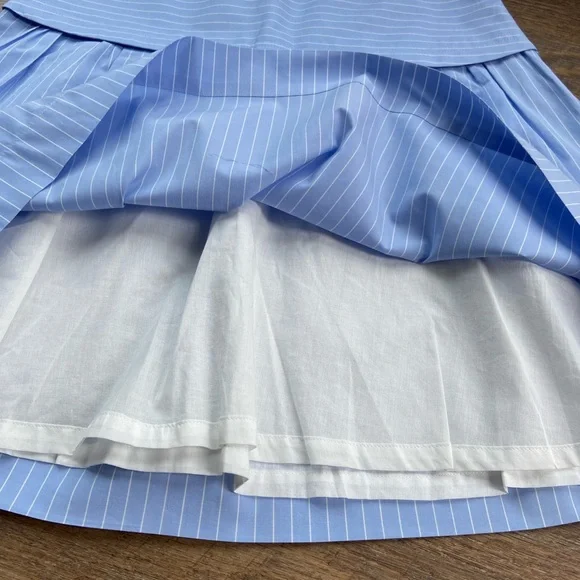 Madewell Cotton Pinstripe Skirt Light Blue 8 - Picture 7 of 9